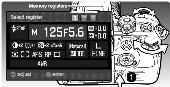 MINOLTA DYNAX 7D - MEMORY - STORING CAMERA SETTINGS - 1