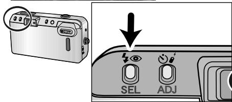 Diagram showing a device with an LCD screen and two labeled buttons (SEL and ADJ) pointing to the screen interface.
