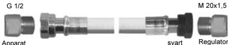 CAMPINGAZ IR 5000 - Montering av slangen med muttrarna G 1/2 och M 20x1,5 (Norme XP D 36-112) (se fig. 2 och 3): - 1