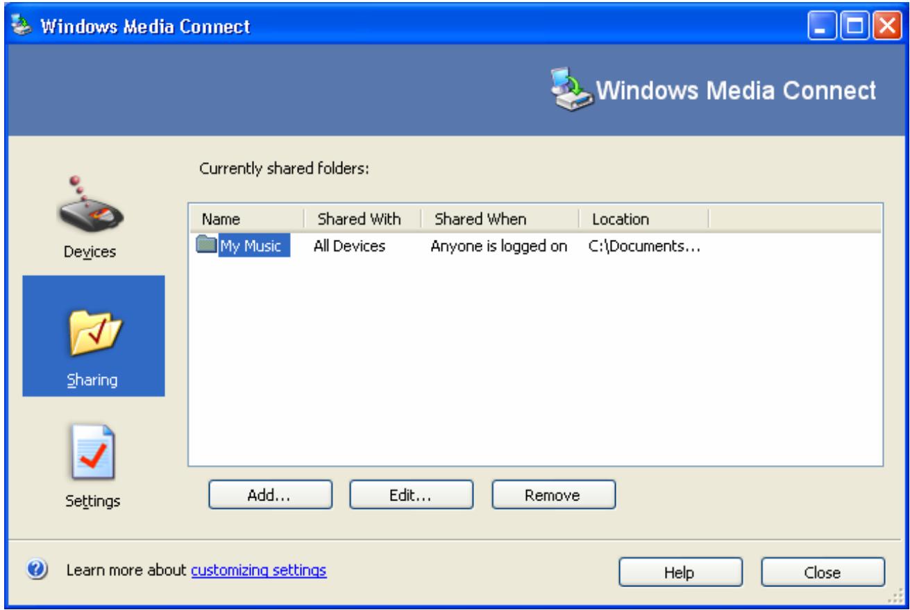 SCOTT RXI 300 WL - Settings for Windows Media Connect: - 2