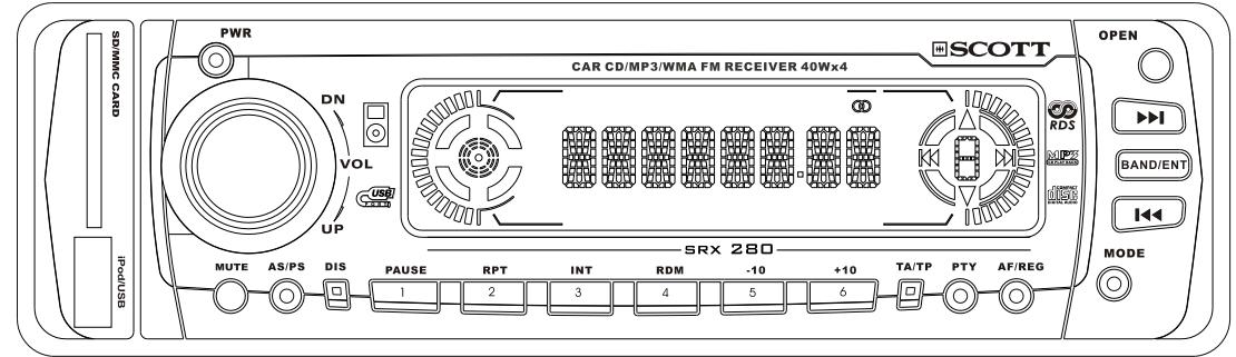 SCOTT SRX 280 - RDS CAR AUDIO CD/MP3/SD/MMC/USB PLAYER - 1