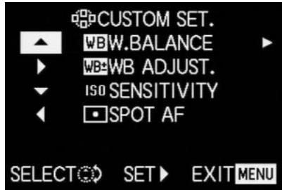 LEICA DIGILUX2 - Setting the functions that should be called up with the quick selection button -Custom SET. - 1