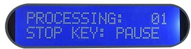 PROCESSING: 01 STOP KEY: PAUSE