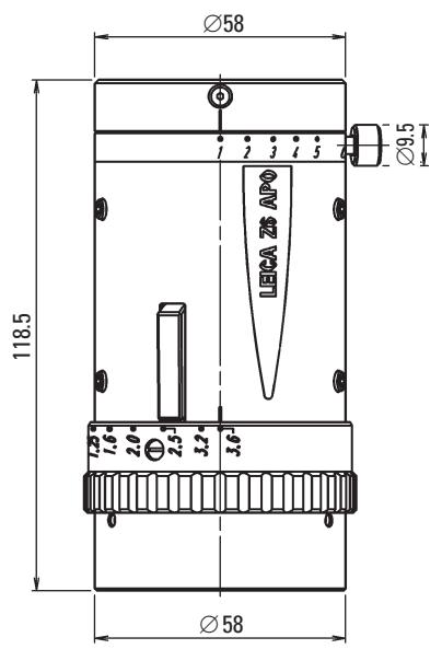 LEICA ZOOM SYSTEMS - Dimensions of Zoom System, Coaxial Incident Light Housing - 1