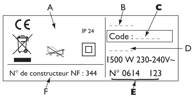 THERMOR AMADEUS 2 - Les references devôture appareil - 1