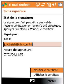 ORANGE SPV M600 - Vérifiez la signature numérique sur un message signé que vous recevez - 2