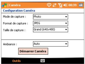 ORANGE SPV M600 - Utilisez l'écran configuration caméra - 1