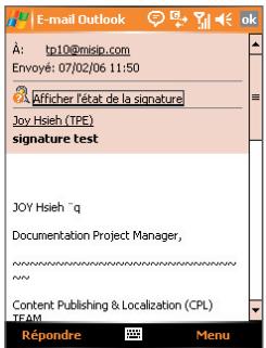 ORANGE SPV M600 - Vérifiez la signature numérique sur un message signé que vous recevez - 1