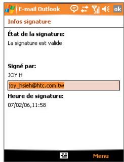 ORANGE SPV M600 - Vérifiez la signature numérique sur un message signé que vous recevez - 3