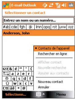 ORANGE SPV M600 - Pour trouver un contact en ligne - 2