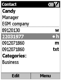 ORANGE SPV C550 - To view and edit an existing contact card: - 1