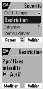 ORANGE D80C - Définir des préfixes interdits - Restrictions d'appels - 2