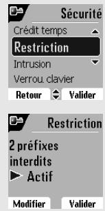 ORANGE D80V - Définir des préfixes interdits - restrictions d'appels - 2