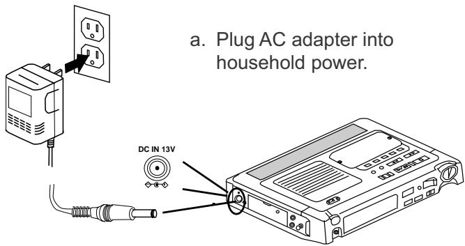 a. Plug AC adapter into household power. DC IN 13V