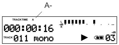A- TRACKTIME A 000:00:16 L R - dB - dB - dB TRACK 011 mono ▶ 03
