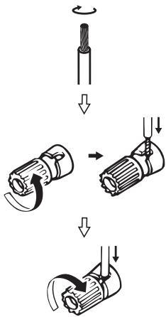 MARANTZ NR1601 - Connexion des câbles d'enceinte - 1