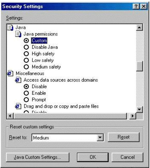 TRENDNET TEG-S4000I - Step 9:select"Java Custom Setting" - 1