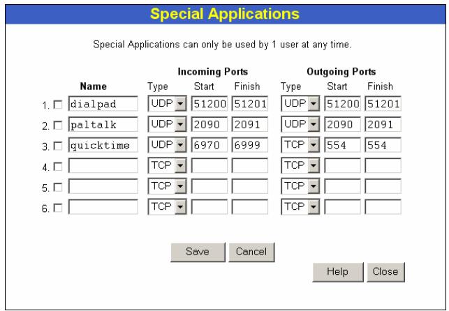 TRENDNET TEW-431BRP - Special Applications Screen - 1