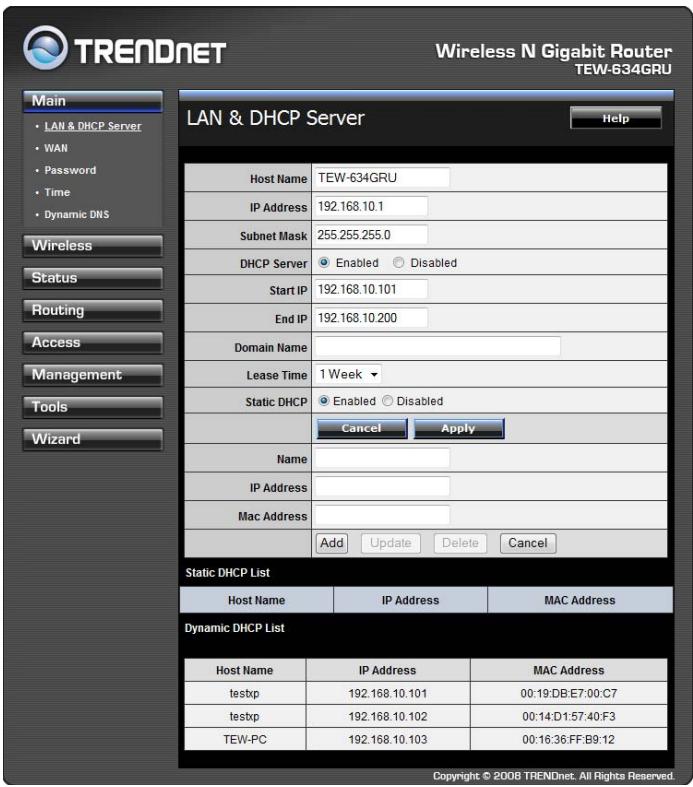 TRENDNET TEW-634GRU - LAN & DHCP Server - 1