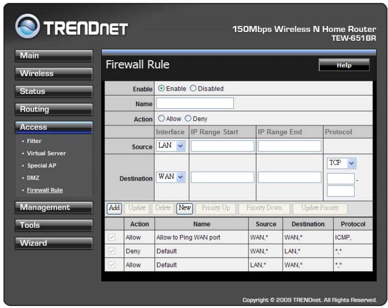 TRENDNET TEW-651BR - Firewall Settings - 1