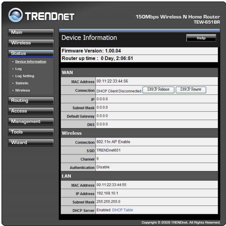 TRENDNET TEW-651BR - Device Information - 1
