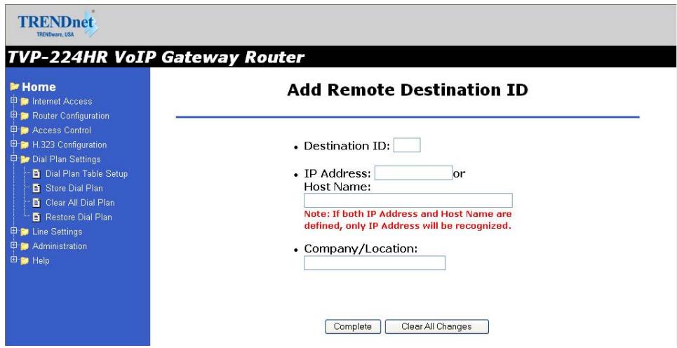TRENDNET TVP-224HR - Destination ID Table - 1