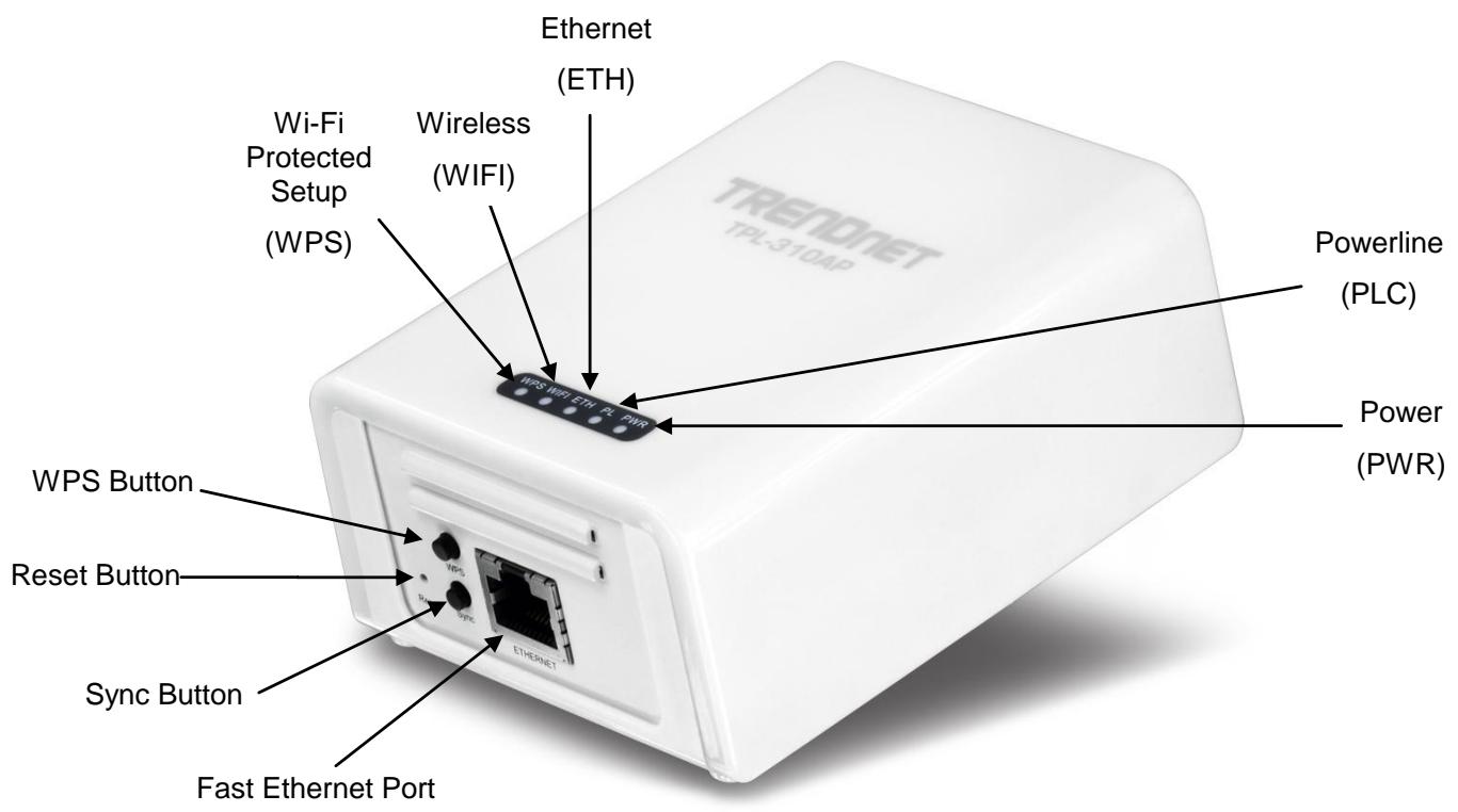 TRENDNET TPL-310AP - LEDs & Buttons - 1