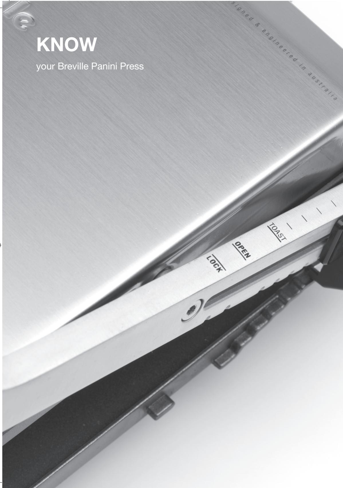 BREVILLE PANINI PRESS BSG520XL - SAVE THESE INSTRUCTIONS FOR HOUSEHOLD USE ONLY - 1