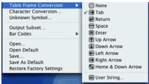 IRIS PEN EXECUTIVE 6-MAC - To define the table frame conversion: - 1