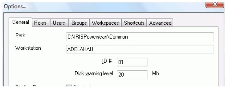 IRIS POWERSCAN 9.0 - To set the software general options: - 1