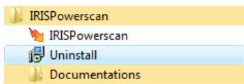 IRIS POWERSCAN 9.0 - Use the IRISPowerscan uninstall program: - 1