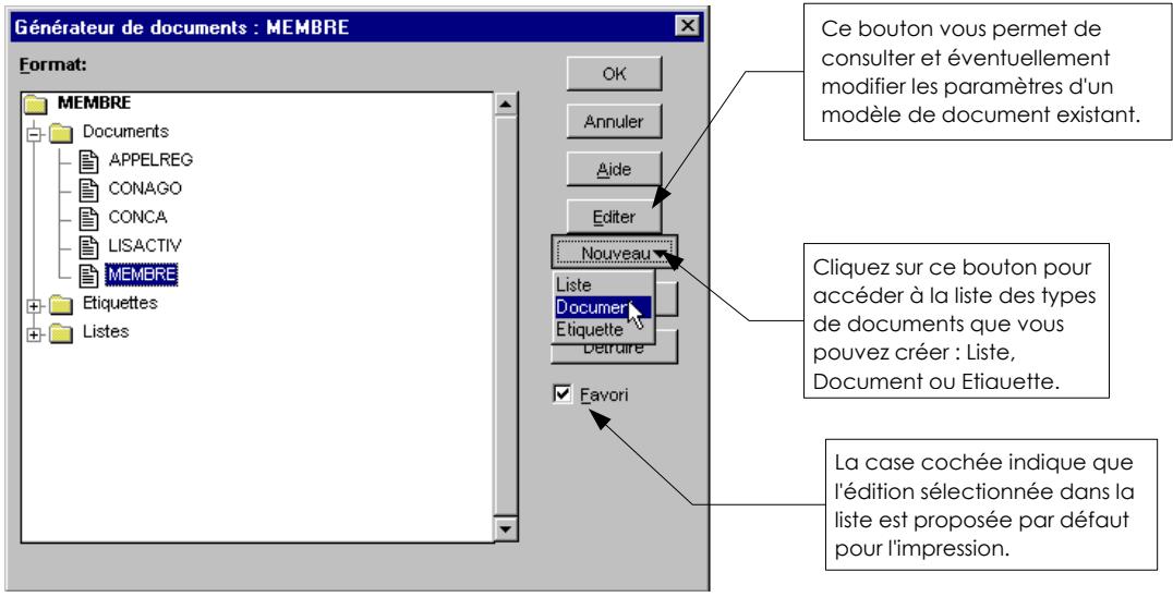 CIEL ASSOCIATION - □ La fenêtre Générateur de documents - 1