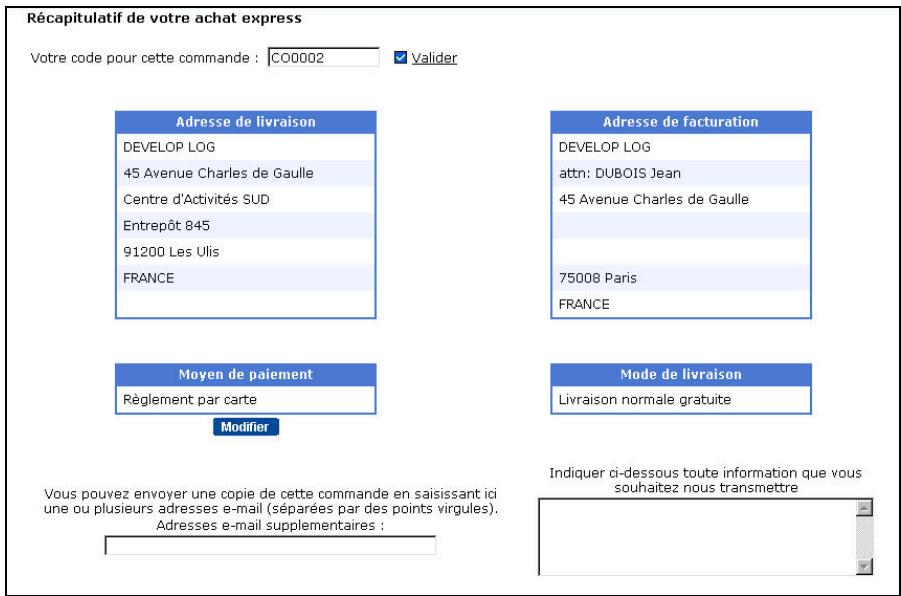 CIEL E-COMMERCE - Mode d'affichage du résumé du panier - 1