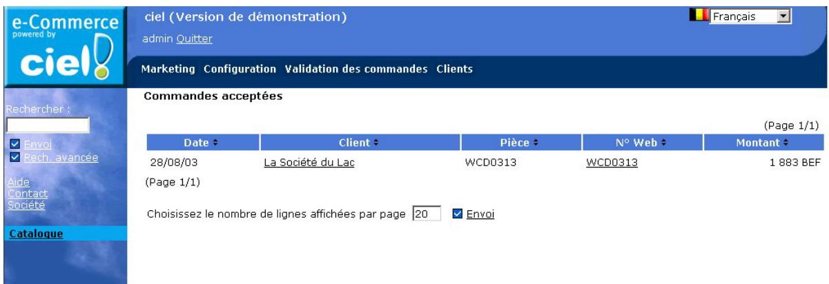 CIEL E-COMMERCE - Commandes acceptées - 1