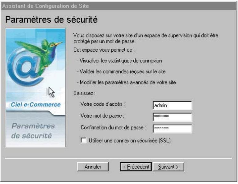 CIEL E-COMMERCE - Parametres de securite - 1