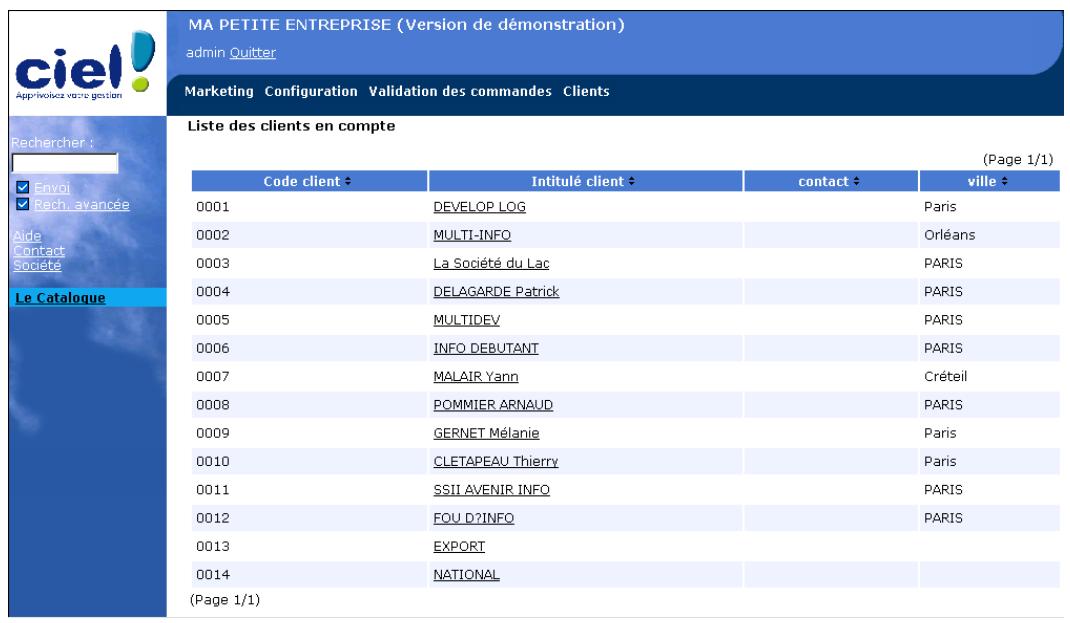 CIEL E-COMMERCE - Clients en compte - 1