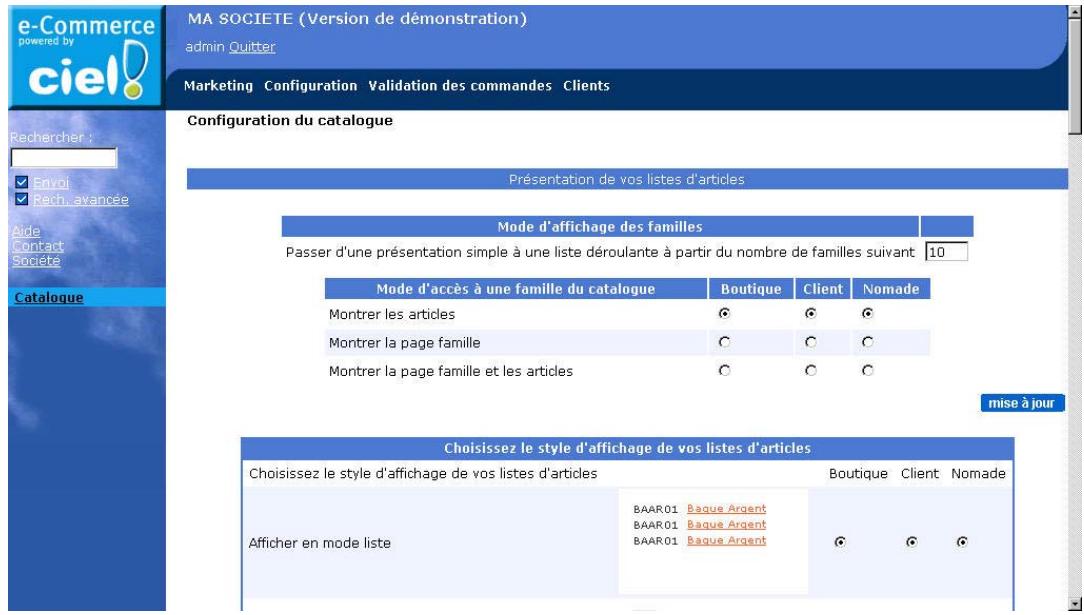 CIEL E-COMMERCE - Configuration du catalogue - 1