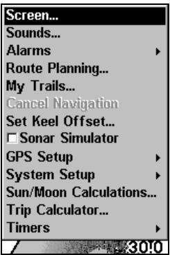 EAGLE CUDA240S GPS - Une fois dans le menu screen (écran): - 1