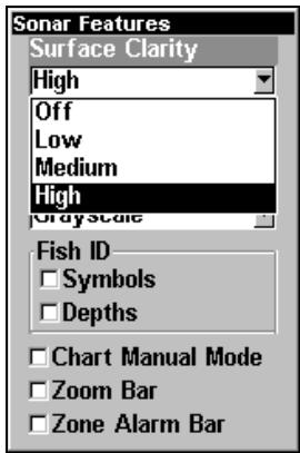 EAGLE CUDA240S GPS - Pour régler le niveau de clarté en surface: - 1
