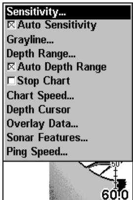 EAGLE CUDA240S GPS - Menu du sonar - 1