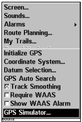EAGLE CUDA240S GPS - Pour accéder au simulateur GPS: - 1