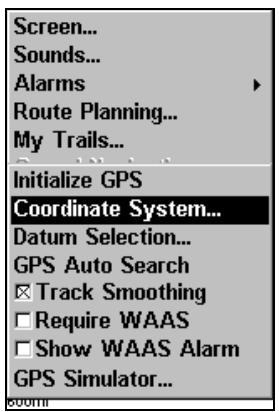 EAGLE CUDA240S GPS - Sélection du système de coordonnées - 1