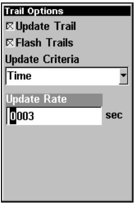 EAGLE CUDA240S GPS - Niveau de mise à jour des tracés (temps, distance) - 1