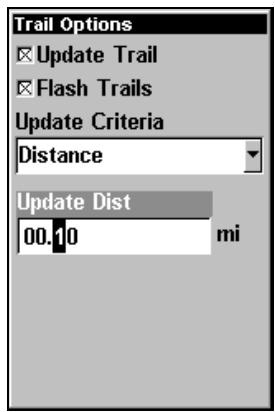 EAGLE CUDA240S GPS - Niveau de mise à jour des tracés (temps, distance) - 2