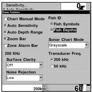 EAGLE FISHELITE 480 - To turn on FishTrack: - 1