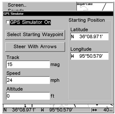 EAGLE FISHELITE 480 - To get to the GPS Simulator: - 2