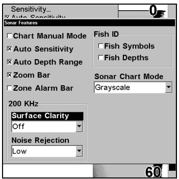 EAGLE FISHELITE 480 - To adjust the Surface Clarity level: - 2