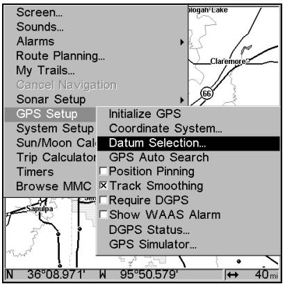 EAGLE FISHELITE 480 - Map Datum Selection - 1