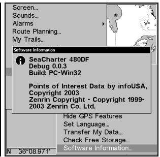 EAGLE FISHELITE 480 - Software Version Information - 3