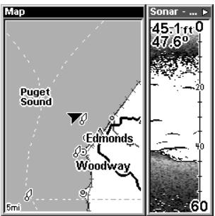 EAGLE FISHELITE 480 - Map With Sonar Split Screen - 3